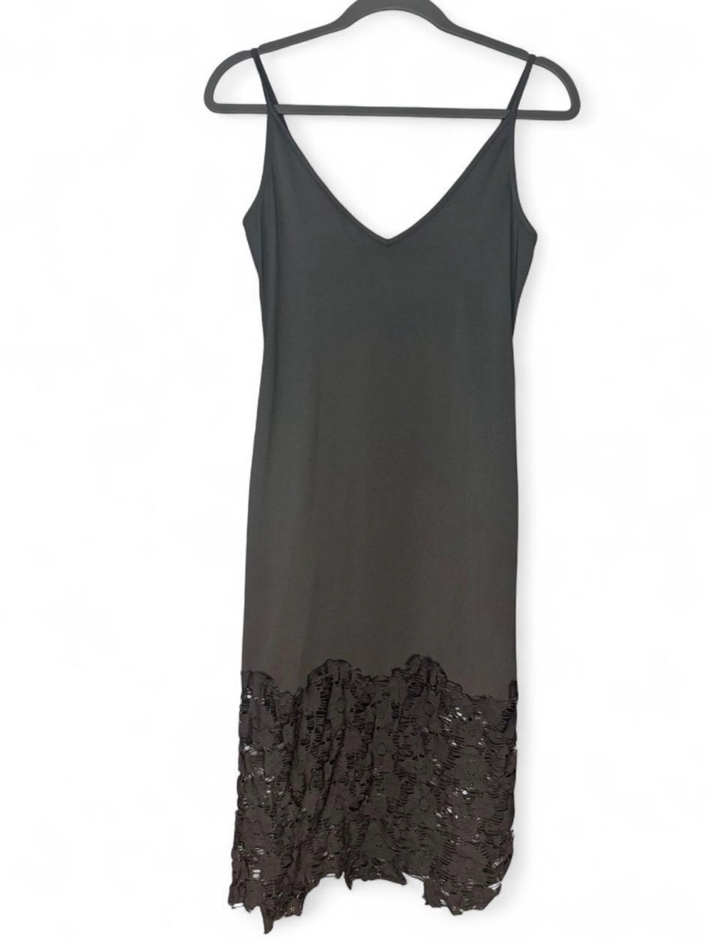 Free People Black Slip Dress with Lace Trim